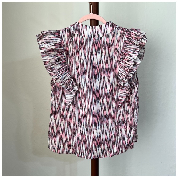 Anthropologie Magali Pascal Ruffled V-Neck Motif Blouse Sumba Top size small - Picture 5 of 6